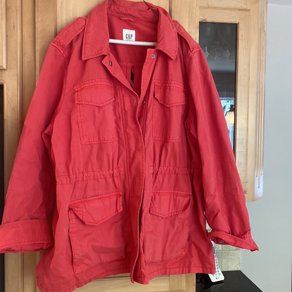 Bright red cotton field jacket